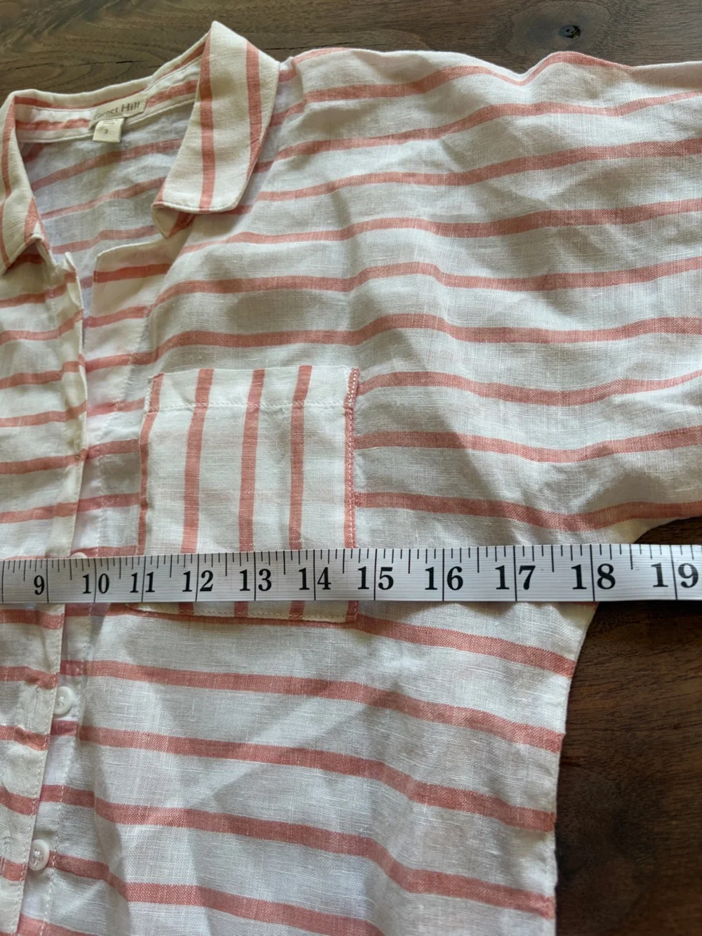 Garnet Hill Women's 100% linen White and Coral Striped top size 2 excellent!